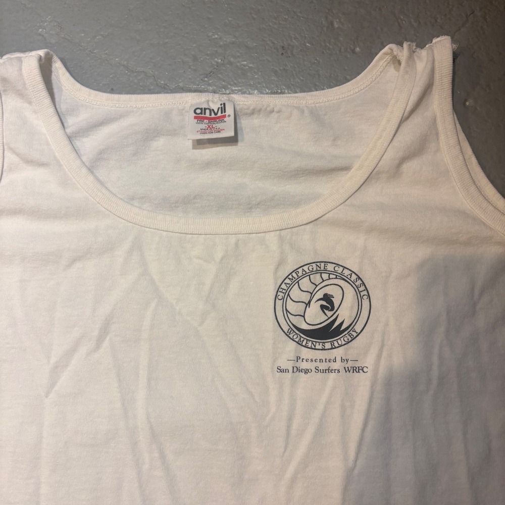 Vintage 90s Champagne Classic Women's Rugby Tank Top XL Single Stitch - Picture 4 of 9